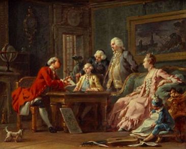 Noël Hallé, l'éducation des riches, 1764-1765, huile sur toile, 34.3 X 42.5cm, collection particulière, http://www.isle-bourbon.com/categorie-11046418.html, ©collection particulière
